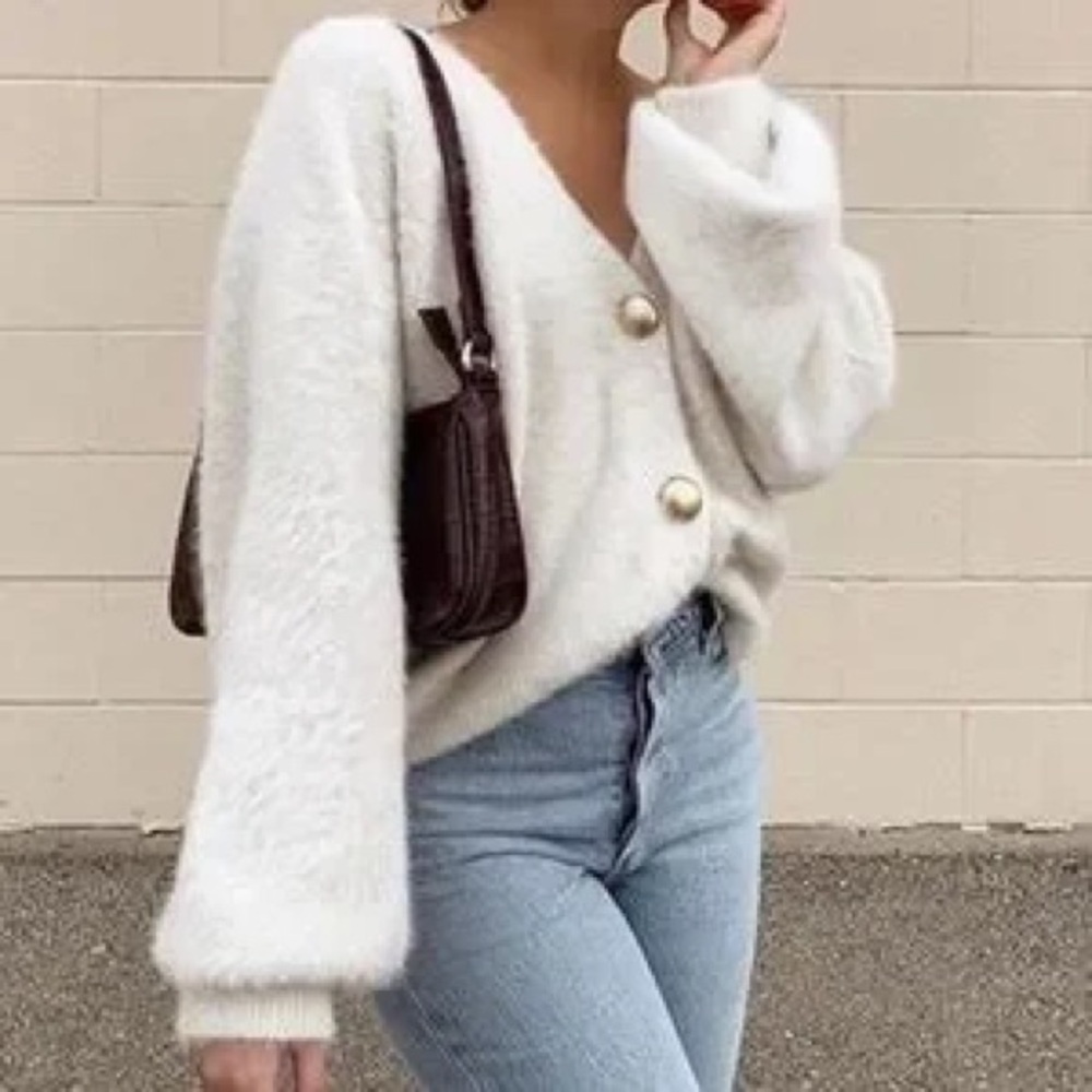 Princess Polly Oversized Cream Cardigan Size M/L